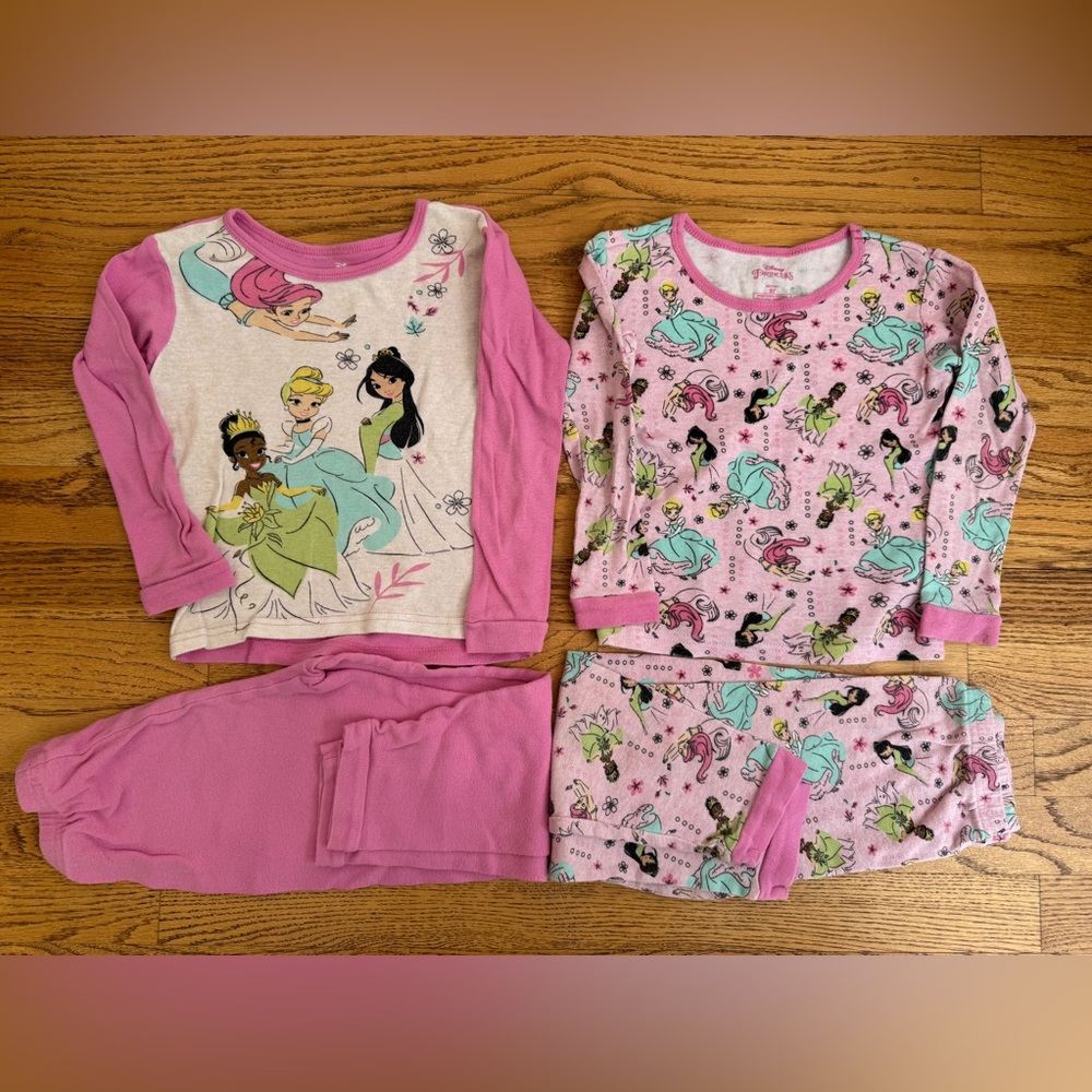 Disney Princess Long Sleeve Pajama PJ Set, Bundle of 2, 100% Cotton, 5T